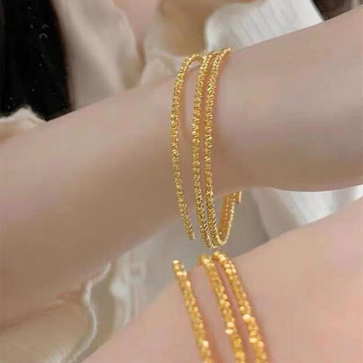 Laomiao Sansheng III Explosive Bounce Beads Bracelet Gold-coated Silver Three Circle Bracelet Non-fading Retractable Memory Elastic Bracelet Explosive Bounce Bead Bracelet Five Circles