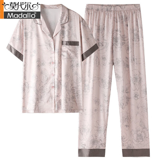 Modal Pyjamas für Frauen in Sommereiseis Seiden kurzärmelige Hosen 2025 Neuer Sommer emuliert Seiden Sommer mittleren Alters Heimkleidung 6626 m (empfohlen, Gewicht 80-100 Jin zu tragen [Jin ist gleich 0,5 kg])