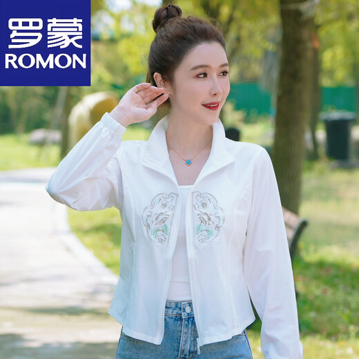 罗蒙（ROMON）中式国风短款防晒衣女外穿2025夏季新款轻薄款外套小个子刺绣上衣 粉红色 S 【建议70-90斤】