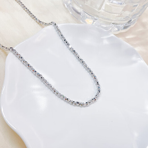 Beijing Gold Trading Center Co., Ltd. Platinum Necklace Women's pt950 Explosive Dandy Beads Platinum Clavicle Chain Birthday Valentine's Day Gift for Girlfriend and Wife About 12.81g