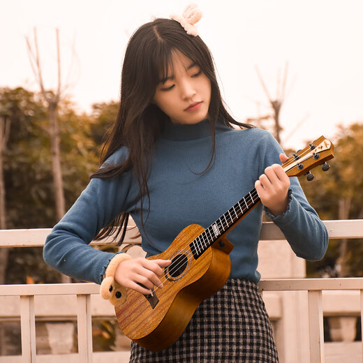 Encore (AKouls) Uklili de nivel de entrada Uklili de 23 pulgadas Guitarra para niñas para niñas, Paquete Brown Blue + de 23 pulgadas + Enseñanza