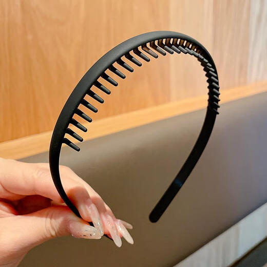 CHANSUNRUN black headband for face washing, special invisible face wash headband, anti-slip and anti-fall headband, hair tie with teeth, anti-slip hairpin, wavy black navy blue 2-piece set-headband