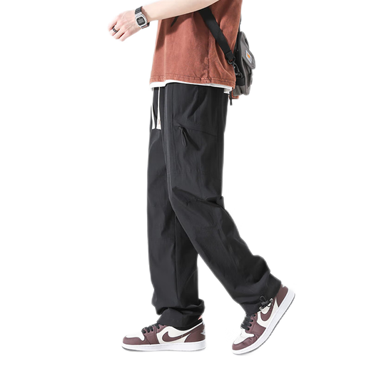Trueves Summer Fino Seda Seda de secado rápido y pantalones casuales Diseño de piernas rectas para hombres 9221 Militar Green M