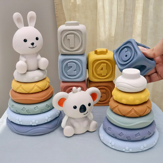 Shantoulin Village Baby Soft Glue Building Bloods Music Empiled Can Motter Teeth Glue Rainbow Circle bébé 0-1 ans Early Education Toys Childre