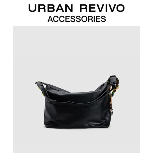 URBAN REVIVO2025夏季新款男大容量编绳单肩斜挎包UAMB50086 黑色