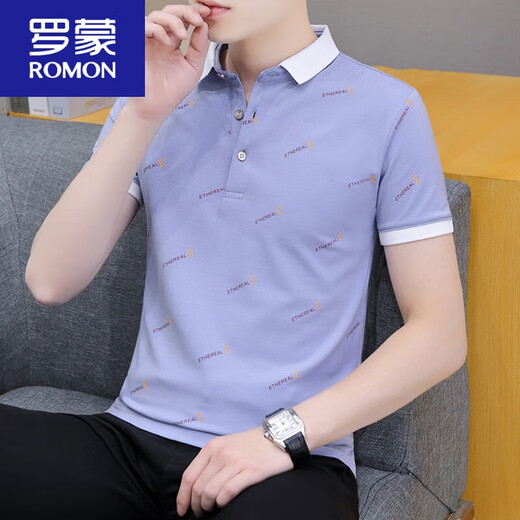 
ROMON (ROMON) 2025 new summer lapel men's short-sleeved t-shirt casual POLO. shirt men's collar half-sleeved ice silk white QY679 M