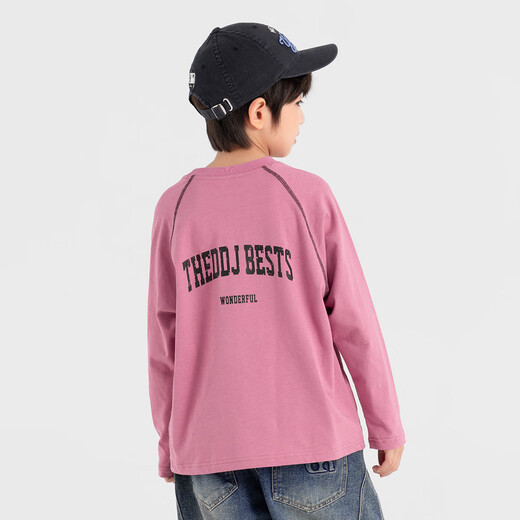 Duojia boys' T-shirt 2025 autumn American three-needle five-thread printed long-sleeved outdoor sports children's pure cotton breathable top