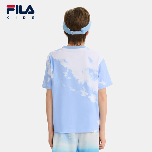Fila silk soft cotton Fila children's short-sleeved T-shirt 2025 summer men's and big children's tops full print two-ZB 120
