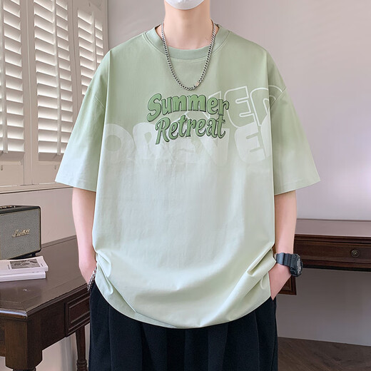 短袖t恤男孩夏季新款青少年大童初中学生上衣潮流帅气打底衫男装 8392浅蓝色+693白色 M 80-95斤左右