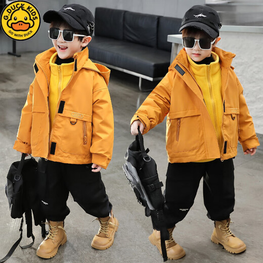 G.DUCKKIDS children's clothing children's jacket three-in-one detachable spring and autumn boys' coat windproof jacket little boy's windbreaker quilted three-in-one 130 recommended height 120-125cm 7-8 years old