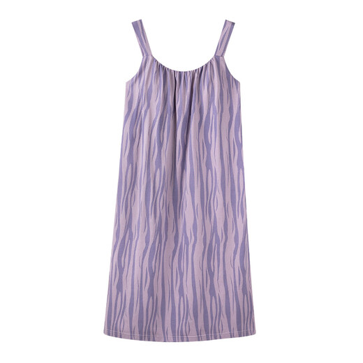 Modal nightgown with chest pad for women summer pure cotton 2025 suspender stripe purple thin style can be worn out with home clothes 7009 L [Weight: 100-120Jin [Jin equals 0.5 kg]]
