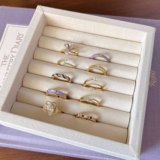 Französischer Iris Violet Emaille Öldrop Zirkonring für Frauen leichte Luxus Nische High-End-Index Finger Ring Neues Produkt J3271