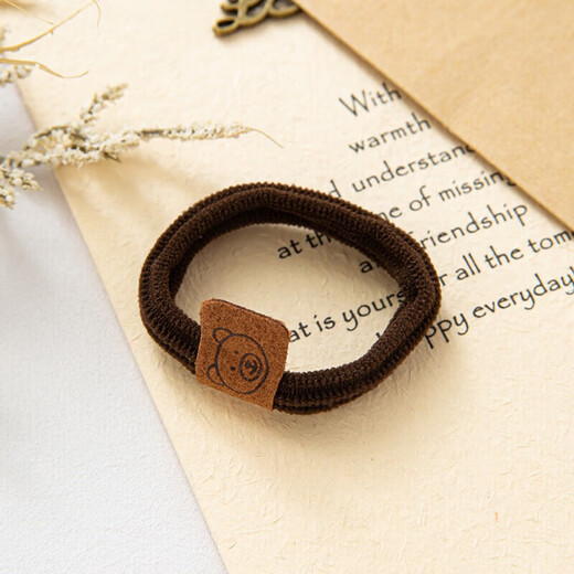 Fashionable cute little bear headband high elastic rubber band women's hair tie new style hair tie durable ball headband leather case mixed color 5 pieces