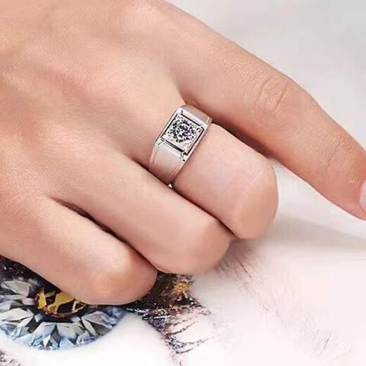 KZD Old Phoenix 999pt950 platinum ring men's moissanite men's diamond ring platinum European and American 1 carat diamond couple gift live mouth adjustable