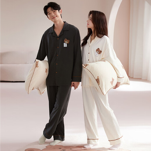 
Delia couple pajamas for women in autumn and winter pure cotton 2025 new long-sleeved cartoon men can wear home clothes spring suit for men 25036 L women (recommended 100-120 Jin [Jin equals 0.5 kg])
