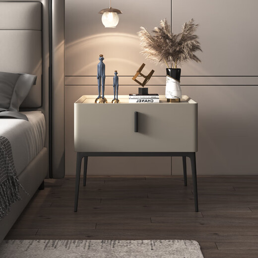 JINXI INSTALLATION GRATUITE Table de chevet en bois massif Full Simple Modern Le cuir moderne Italien minimaliste Internet célébrité Cabinet de rangement de chambre