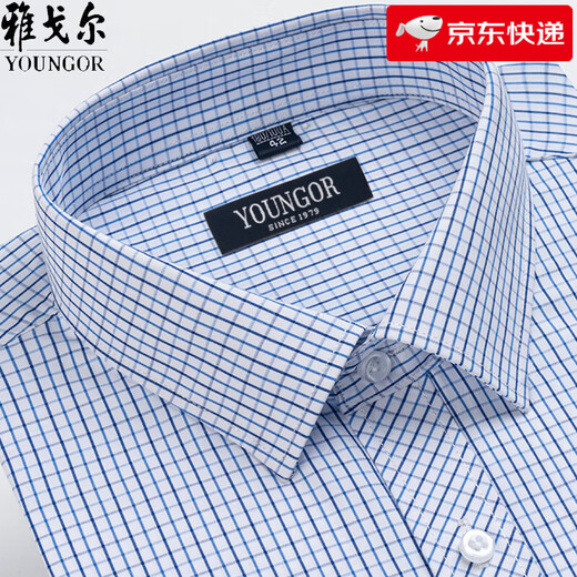 CEO YAGEOL Camisa de manga larga para hombres Spring y Autumn Cotton Pure Cotton No-Iron Middle Engy Business Plaid Formal Camiseta 6630 38 Sugerencias [70-95Jin [Jin equivale a 0.5 kg]]]