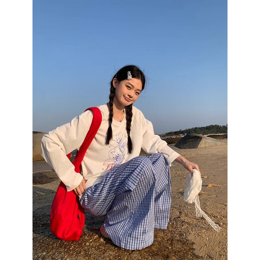 微透t恤罩衫女夏季薄款百合印花宽松韩版长袖防晒衫GXXX95-60038 白色 M