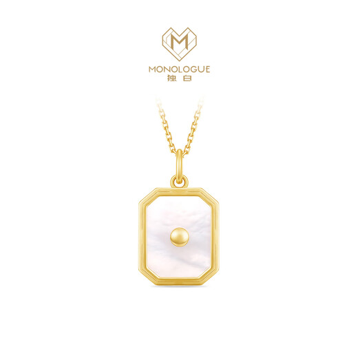 Chow Tai Fook CO MONOLOGUE Monologue Diamond White Shell 18K Gold Necklace MA1748 Birthday Gift 37.5cm