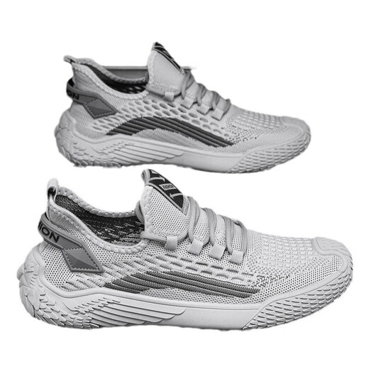 Camel (camello) zapatos para hombres verano 2024 Nuevo malla delgada Flying tejido transpirable y zapatos de malla a prueba de olores para deportes no deslizantes para hombres 9893 gris 39