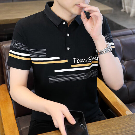Jiumuwang Herren Revers Short Sleeve T-Shirt Pure Cotton 2025 Sommer neuer Stil Dad mittleren Alters und junger schlanker Polo-Hemd gestreiftes Kleidungsstück K12129 Khaki + K1819 Green XL