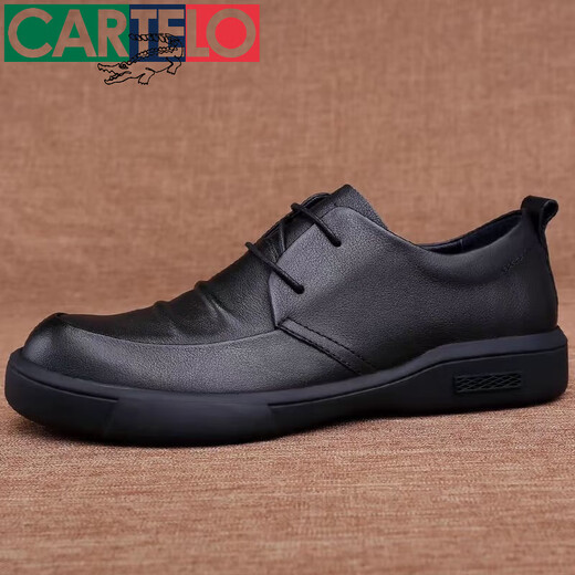 Cartelo Frühlings- und Herbst-koreanische Geschäftstil formelle Lederschuhe für Männer mit echtem Leder Kopfschicht Cowhide Soft Soft Leder Casual Schuhe tragen resistente 3518 Füße 37