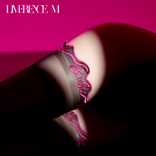 Lai Mi Runsi Lai Mi Barbie series letter embroidered stockings women's stockings summer silky high stockings black M F (155-180c)