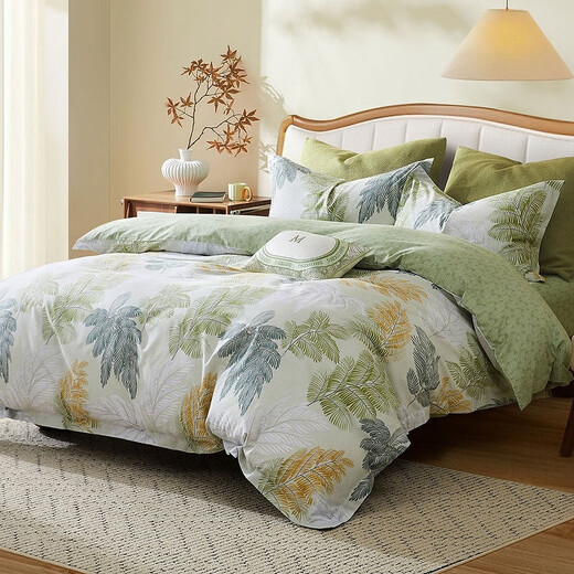 Mercury Home Textiles, four-piece set of pure cotton 100% cotton set, bed sheets, pastoral flower style, Phili Xiya [Nordic Series] 1.5m bed (suitable for 200230cm quilt)