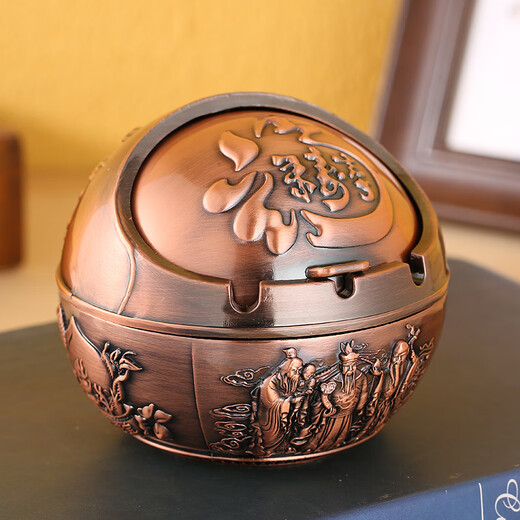 Jingxiu Jiangshan ashtray, high-end, elegant, artistic, new European style with lid, round, creative and personalized tea table, ready to go soon, bronze ready to go