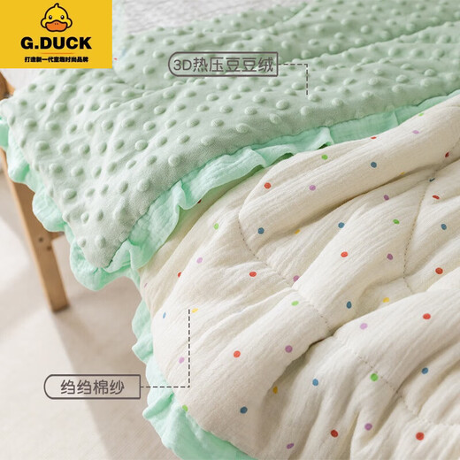 G.DUCKKIDS baby blanket beanie velvet comfort quilt pure cotton gauze blanket universal for all seasons children kindergarten nap quilt colorful dots 100*100CM