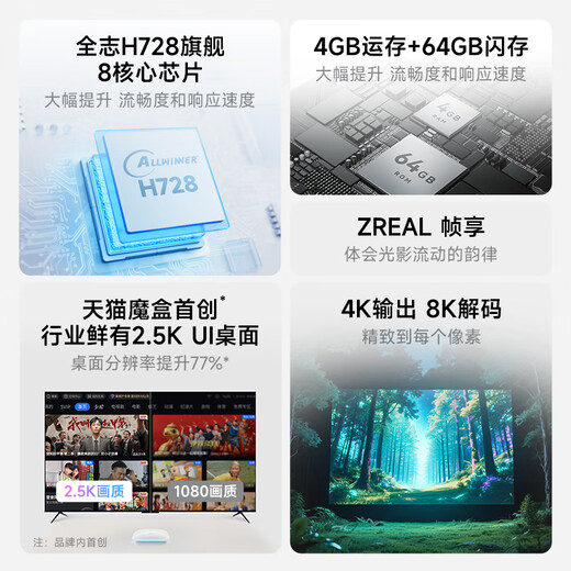天猫魔盒8Air SE家用电视网络机顶盒wifi无线电视盒子手机投屏4k高清播放器全网通网络盒子免费|看vip电视 Magic 2【新品上市 全新换代】 4K超清+红外遥控+新老设备通用
