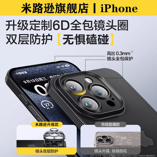 
Miluxon is suitable for Apple 16promax mobile phone case new iPhone 15pro comes with lens anti-fall 14plus ultra-thin matte 13pro advanced heat dissipation protective case for women [titanium black] comes with lens film/light luxury matte/paper thin iPhone 15 Pro M