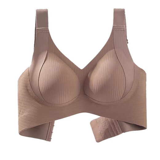 Women's Thin Pull-up Bra for Big Breasts Showing Small Breasts in Summer Breast Reduction Anti-Sagging Seamless Large Size Adjustable Bra Brown Single Piece 2XL (40/90BCD135-150Jin Jin is equal to 0.5kg)