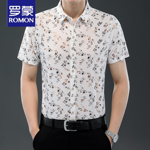 ROMON (ROMON) 25 Summer NUEVA Camisa de manga corta para hombres Camisa delgada de moda Top 9898 Gold 4xl 190