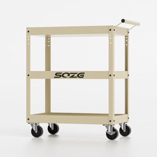 Oluoxun trolley commercial storage rack kitchen living room storage multi-functional trolley removable electric car three-layer tool cart basic model - Desert Yellow