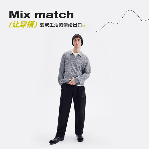 NVG YOUNG Italian dinghy spring and autumn cable wool sweater men's casual lapel pullover sweater bottoming shirt