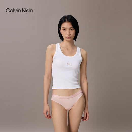 Calvin Klein内衣女士三条装ck本命年提花棉质微弹比基尼三角内裤女QP2349O Q7Z-太空黑/樱花粉/椰青灰 3条 S 尺码偏大，建议拍小一码