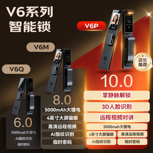 BECK Boke face fingerprint lock household smart door lock anti-theft password lock smart lock entry door electronic lock cat eye V6P
