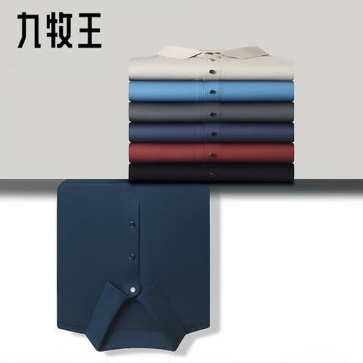 九牧王男装桑蚕丝短袖t恤夏季薄款商务休闲翻领Polo衫上衣S165/84A体重9 699#绿砖红 S 165/84A体重95-105斤