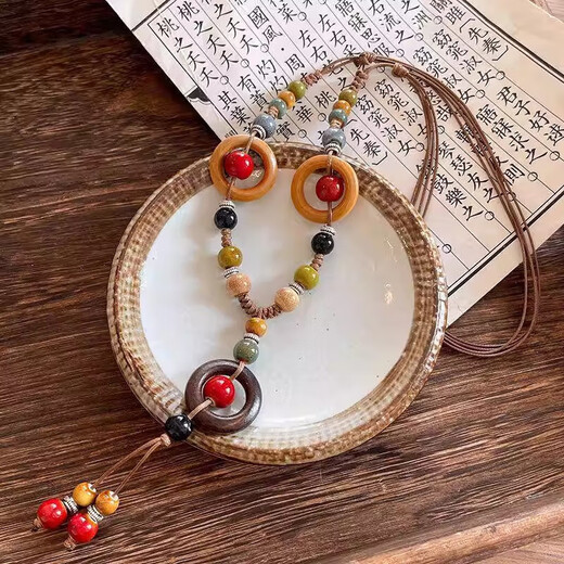 Fan Shengyu Bohemian Style Necklace Women's Ceramic Beads New Chinese Style Exotic Ethnic Style Zen Style Long Clothes Chain Accessories Colorful Beads Yunnan Style Necklace