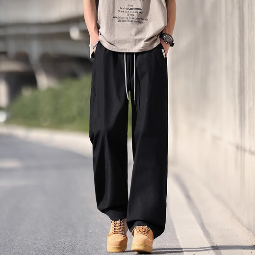JEEP SPIRIT summer straight-leg casual pants for men loose trends and versatile icy and breathable teen sports long pants CJ6636 gray 3XL