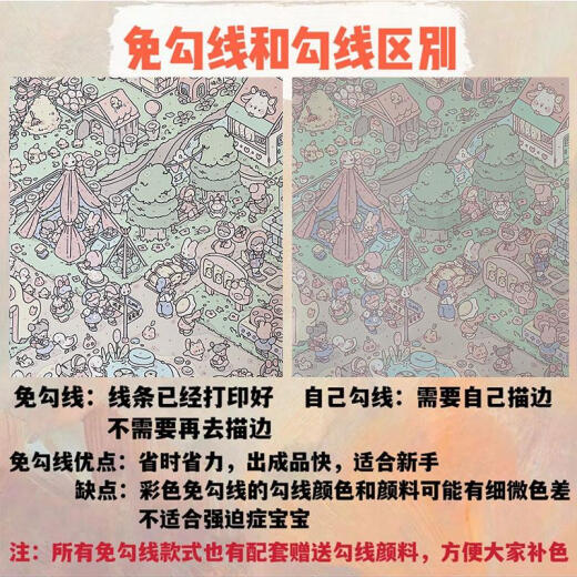 三栖虎三甜系列福气满满镇数字油画纯画布2024新款多巴胺填色画diy填充 Z693 洛丽塔花店 40*50CM色块较小DIY颜料画笔+纯