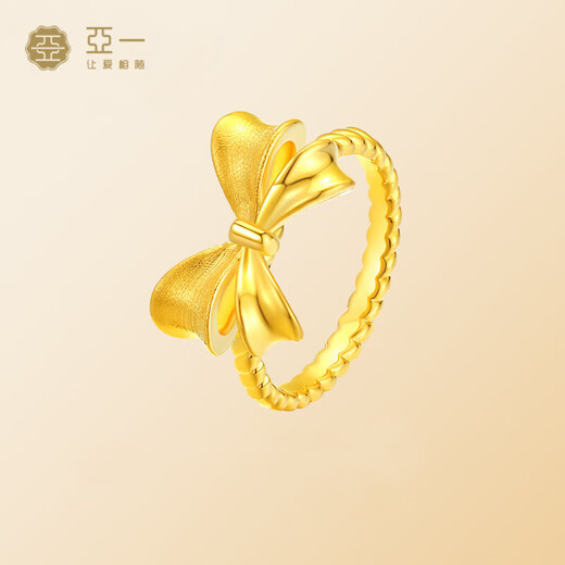 Yayi gold ring, fugitive princess ring, bow solid gold ring, gift for girlfriend, wife, birthday, Valentine's Day gift, circle number #19/approx. 1.4g