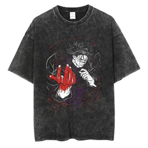 Juvia Jujutsu Kaisen Retro-Wäsche und altes T-Shirt Harajuku Gojo Erleuchtung S trendy Top B691 Waschen s