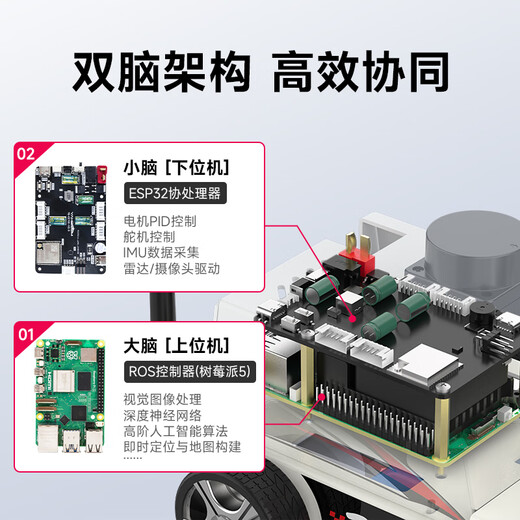 亚博智能（YahBoom）树莓派5机器人AI视觉小车ROS2激光雷达SLAM建图导航识别追踪MicroROS编程 含树莓派5-4GB