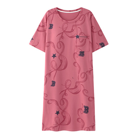 Xia wa.zhi. Pajamás para mujeres, camisón de caricatura de algodón puro de algodón puro de verano, versión coreana de cuello redondo y delgado lindo, mujeres embarazadas de gran tamaño, algodón estudiantil x12532 xl