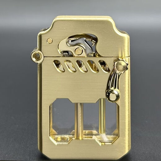 Kerosene Lighter Creative Retro Rocker 786 Mecha Kun Personalized Windproof Transparent Visible Oil Tank Gold (Gift Box)