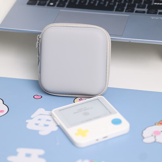 YWZR Word Machine Portable PU Waterproof Storage Bag Suitable for Baicizhan MAX Word Machine Storage Box Large Capacity with Net Pocket for Counting Word Machine Word Machine Gray Storage Box + Purple Lanyard