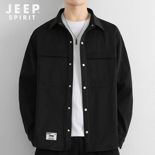 JEEP SPIRIT Jeep long-sleeved shirt men's spring casual jacket men's loose and versatile long-sleeved shirt trendy men's tops men's clothing