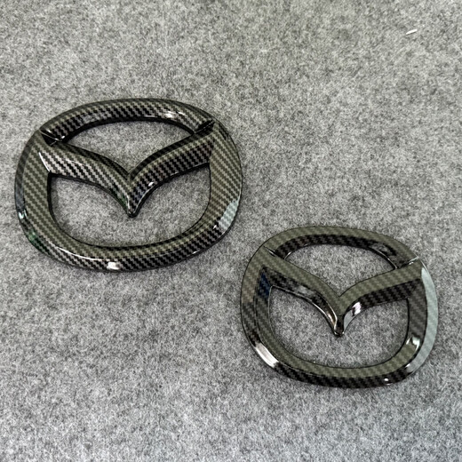 Manman eignet sich für Mazda 6 Atez Vorder- und Heck -Logo Lenkrad Logo Modifiziertes schwarzes Aussehen bedeckt dekoratives Logo 1416 Atez vordere und hintere Logo hell Schwarz